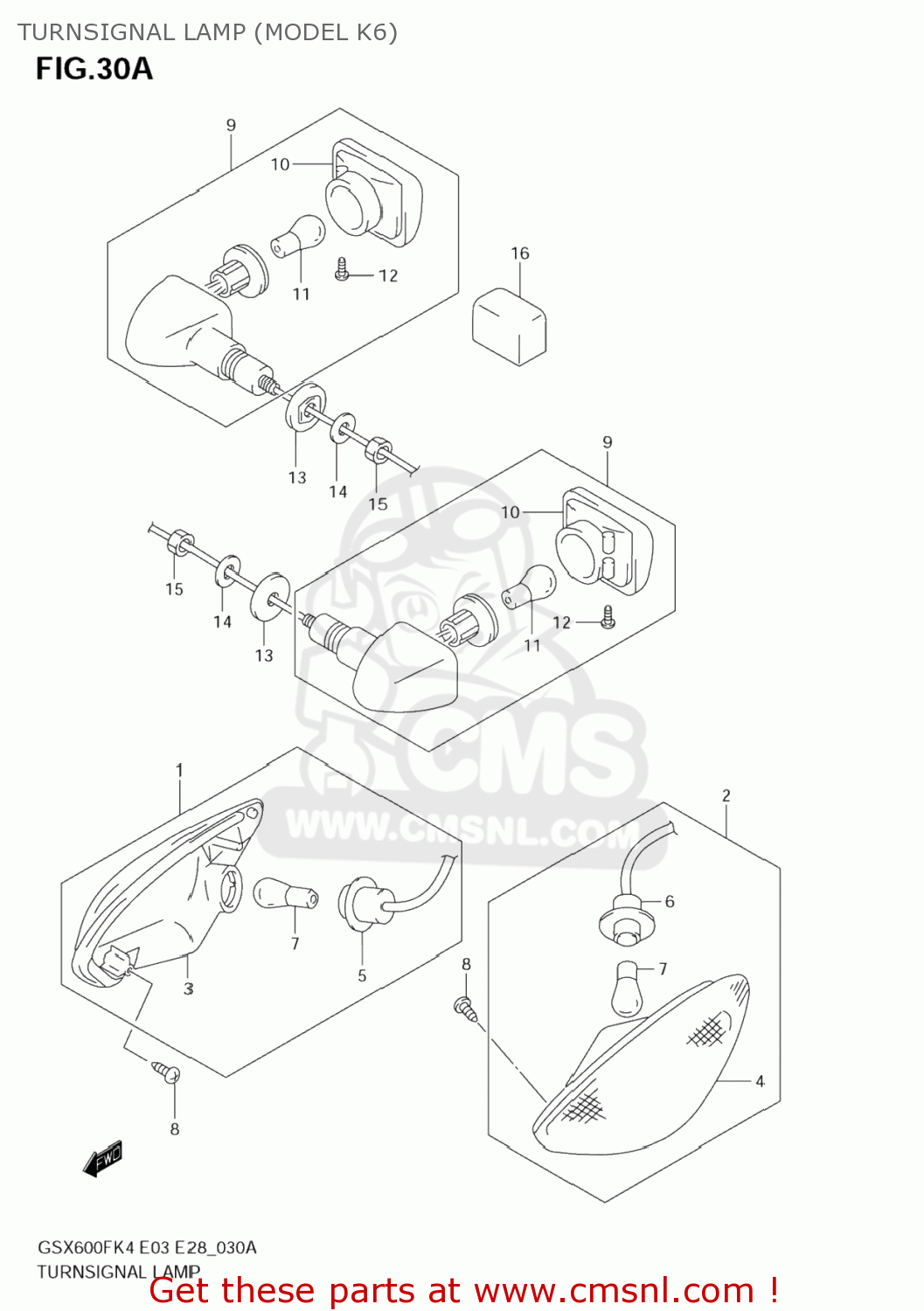 TURNSIGNAL LAMP (MODEL K6) GSX600F KATANA 2005 (K5) USA (E03)