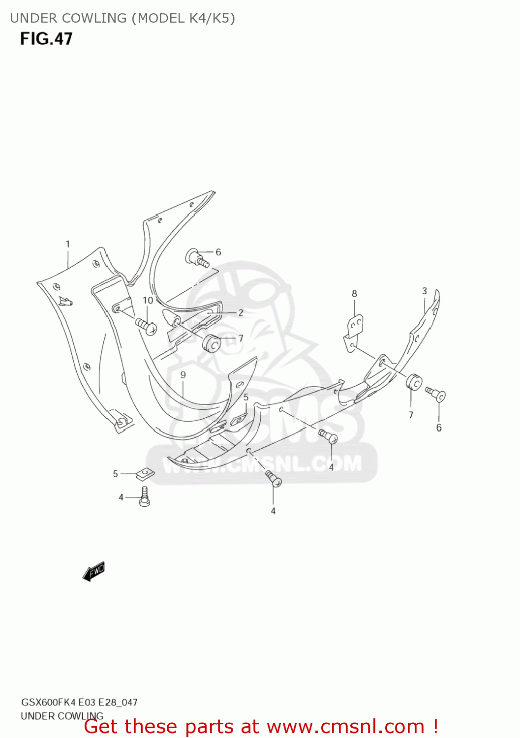 UNDER COWLING (MODEL K4/K5) GSX600F KATANA 2005 (K5) USA (E03)