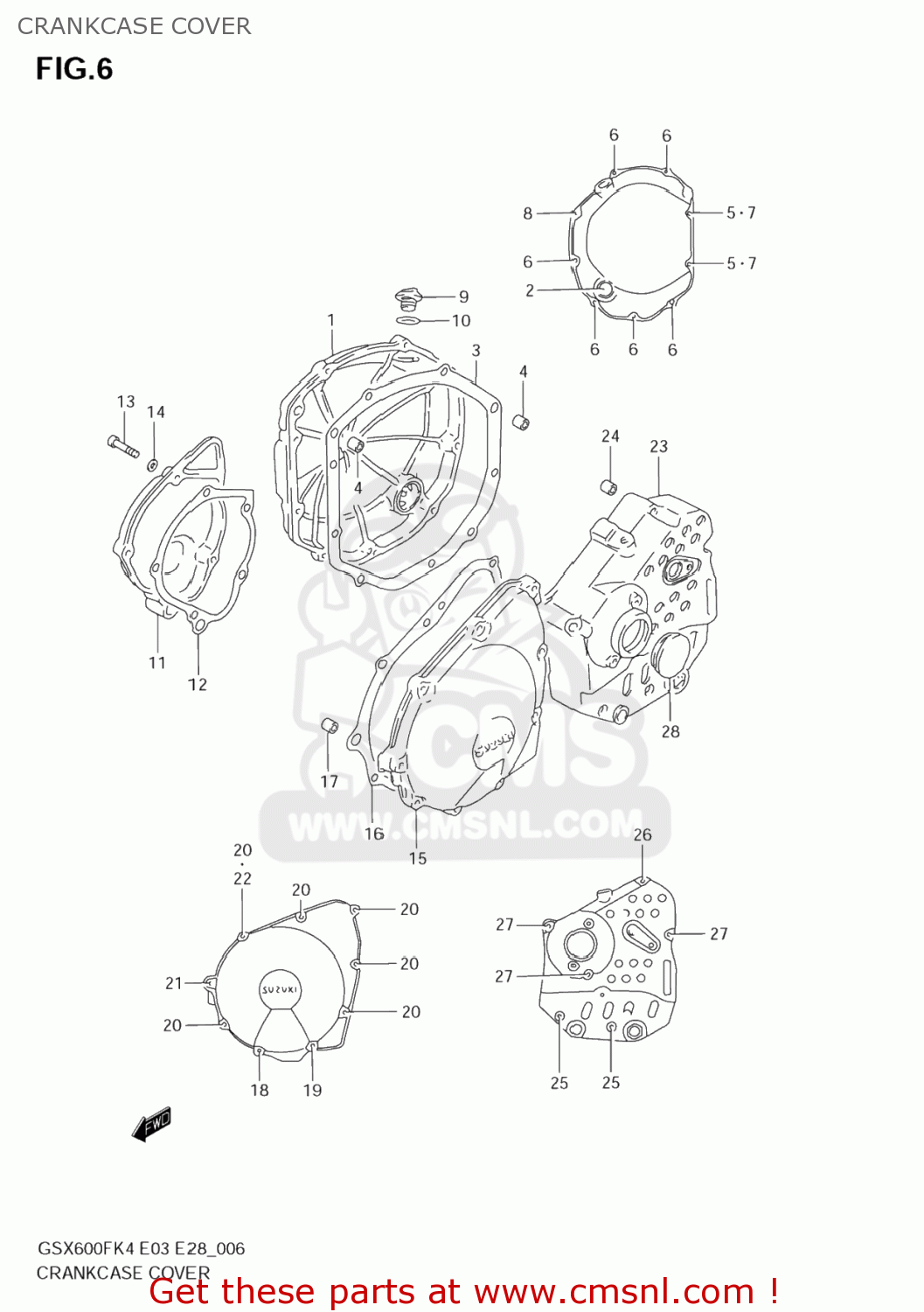 CRANKCASE COVER GSX600F KATANA 2006 (K6) USA (E03)