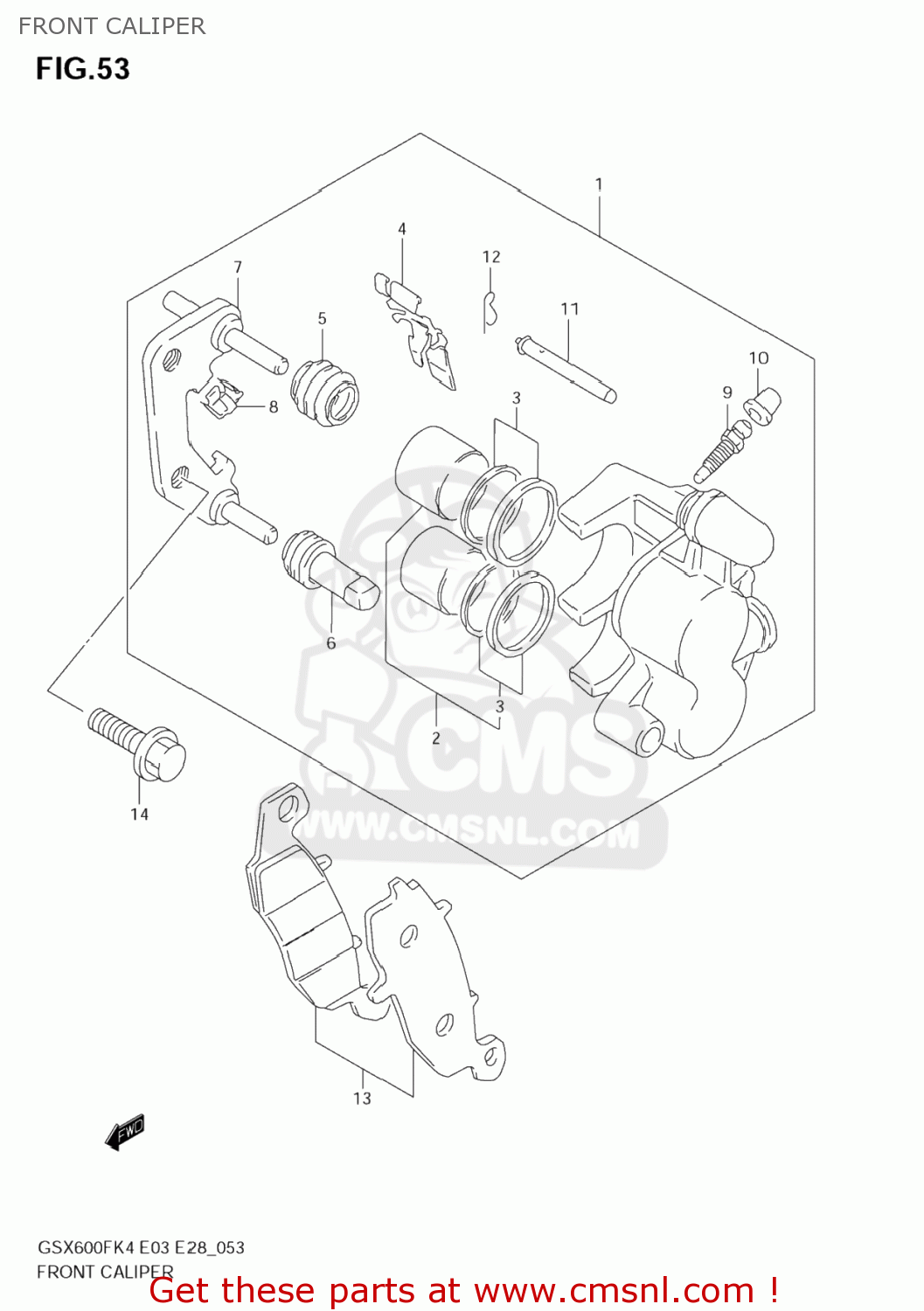 FRONT CALIPER GSX600F KATANA 2006 (K6) USA (E03)
