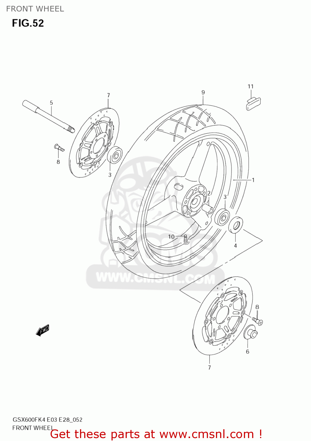 FRONT WHEEL GSX600F KATANA 2006 (K6) USA (E03)