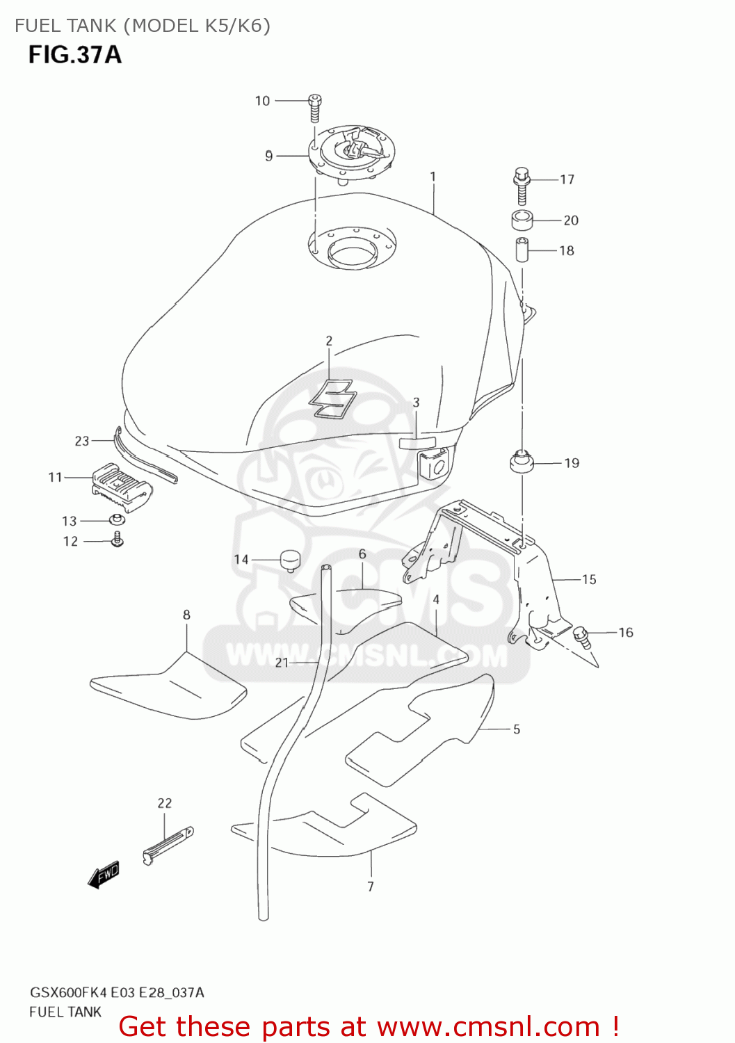 FUEL TANK (MODEL K5/K6) GSX600F KATANA 2006 (K6) USA (E03)