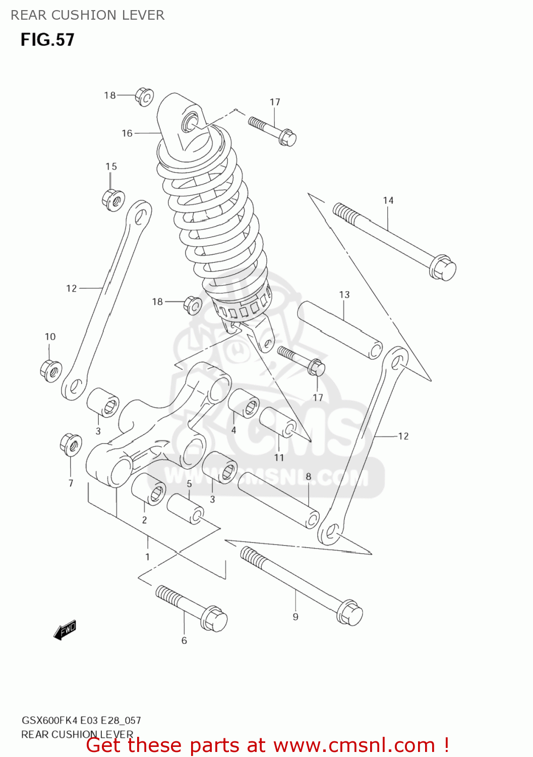 REAR CUSHION LEVER GSX600F KATANA 2006 (K6) USA (E03)