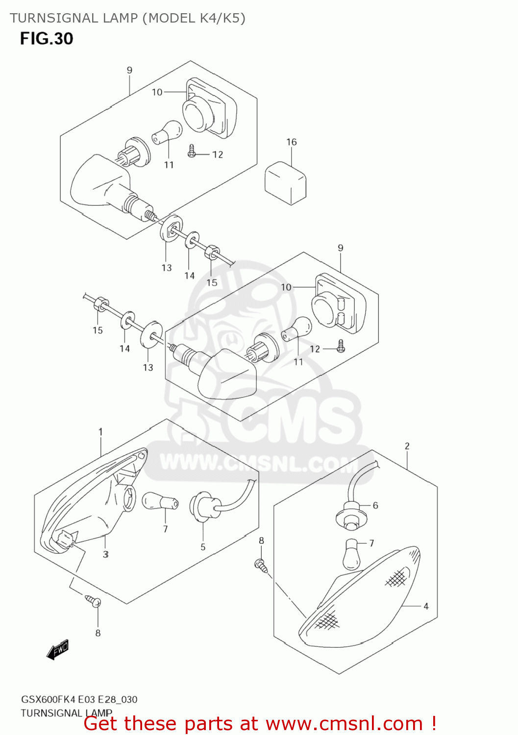 TURNSIGNAL LAMP (MODEL K4/K5) GSX600F KATANA 2006 (K6) USA (E03)