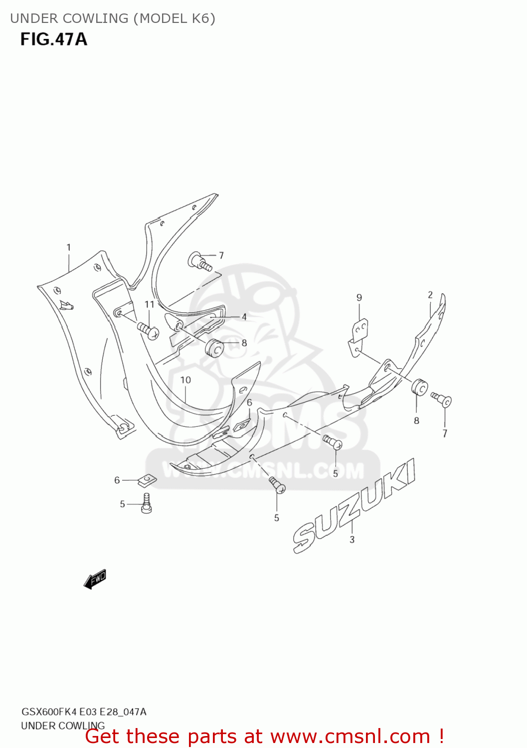 UNDER COWLING (MODEL K6) GSX600F KATANA 2006 (K6) USA (E03)