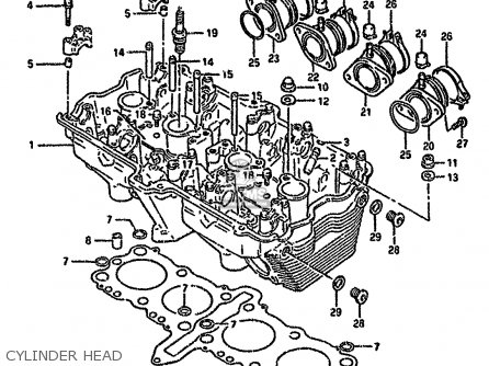 CYLINDER HEAD - GSX600FU 1988 (J) GERMANY (E22)