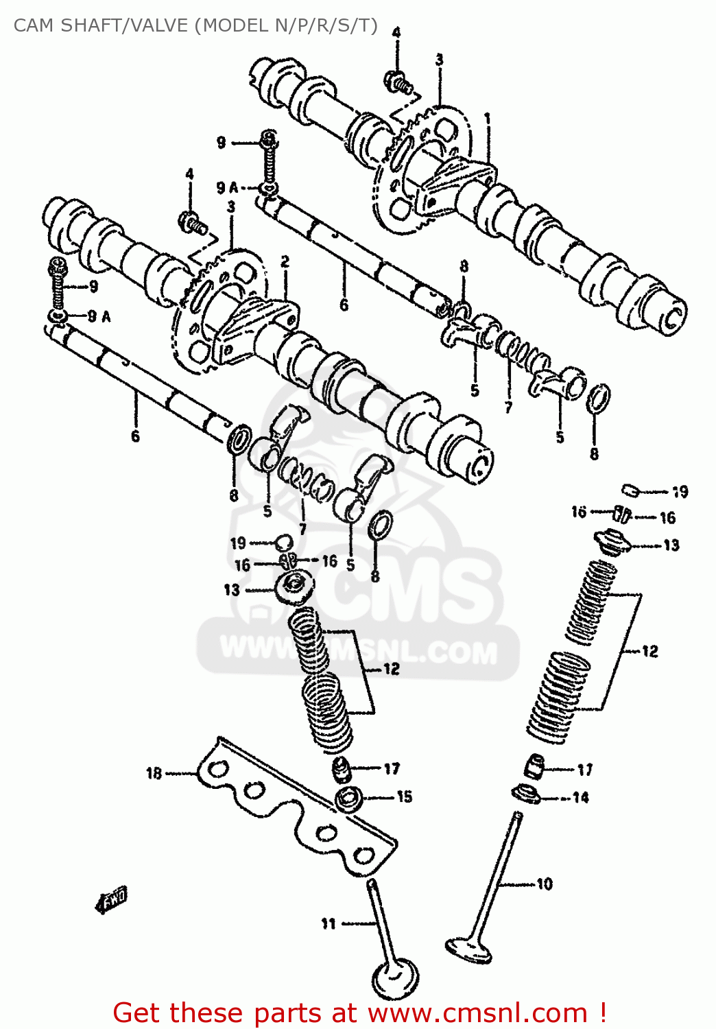 CAM SHAFT/VALVE (MODEL N/P/R/S/T) GSX600FU 1989 (K) GERMANY (E22)