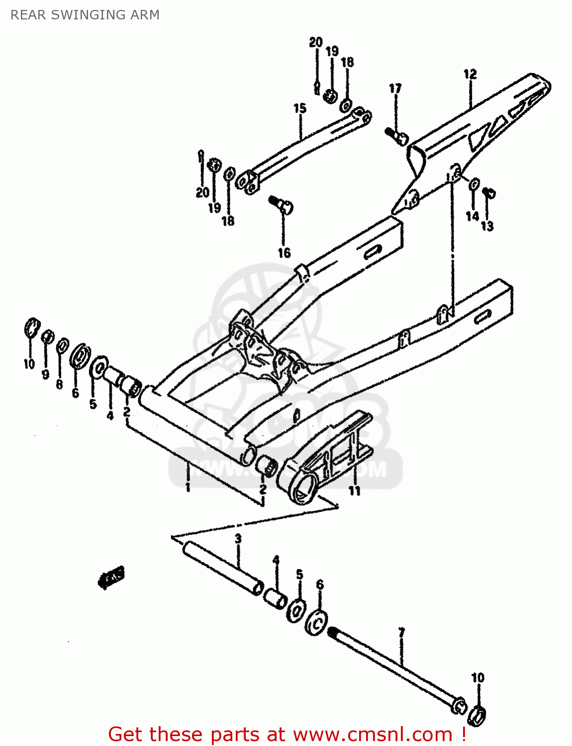 REAR SWINGING ARM GSX600FU 1991 (M) GERMANY (E22)