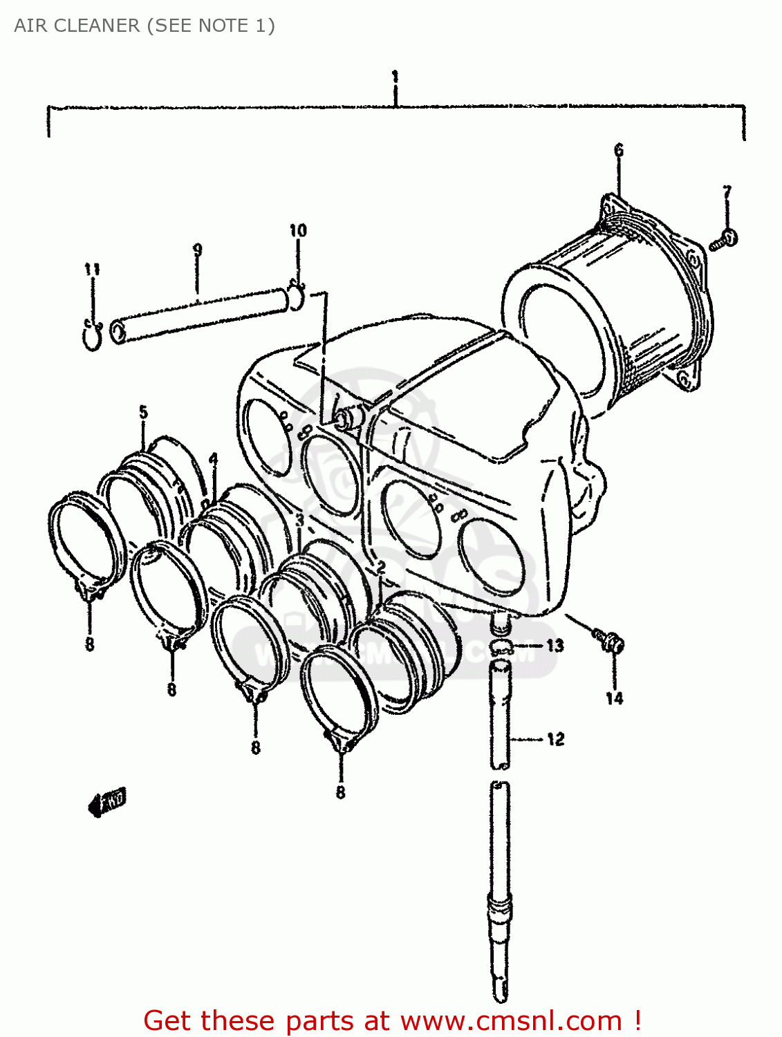 AIR CLEANER (SEE NOTE 1) GSX600FU 1995 (S) GERMANY (E22)