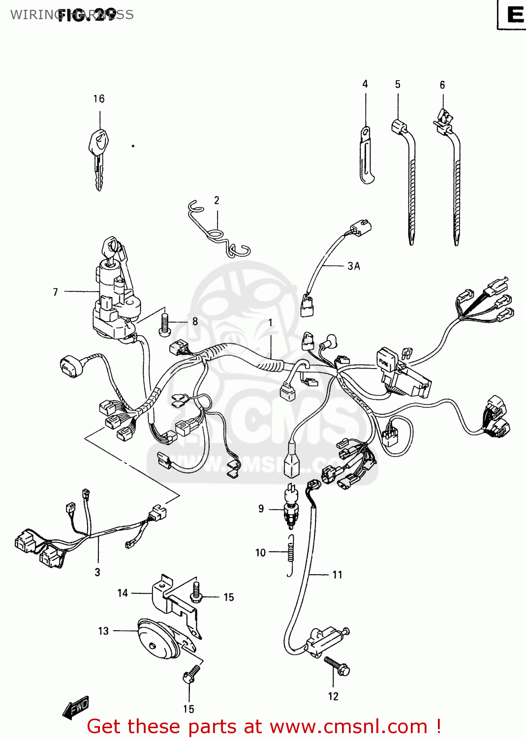 WIRING HARNESS GSX600FU 1998 (W) GERMANY (E22)