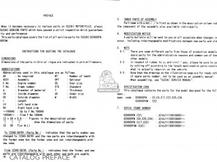 * CATALOG PREFACE * - GSX600FU 2000 (Y)