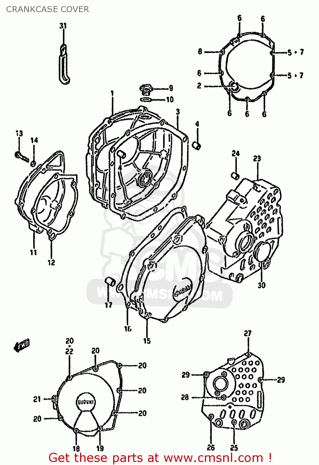 CRANKCASE COVER GSX600FU2 1989 (K) GERMANY (E22)