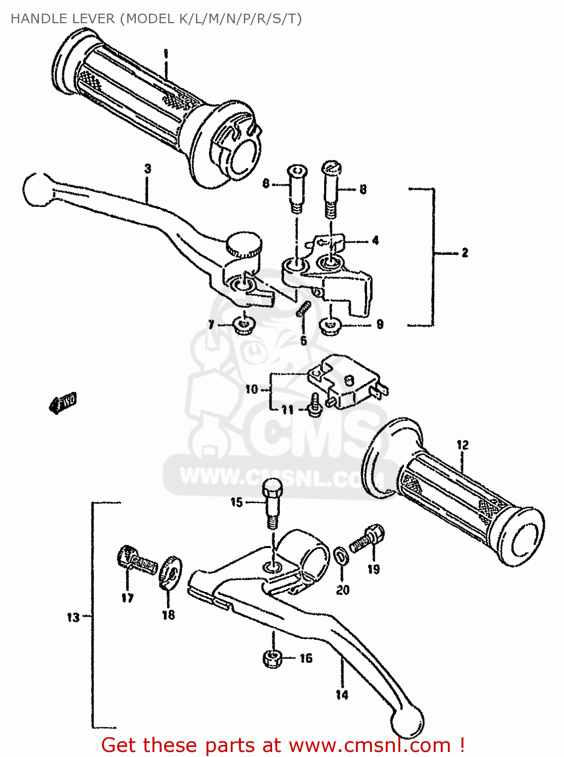 HANDLE LEVER (MODEL K/L/M/N/P/R/S/T) GSX600FU2 1990 (L) GERMANY (E22)
