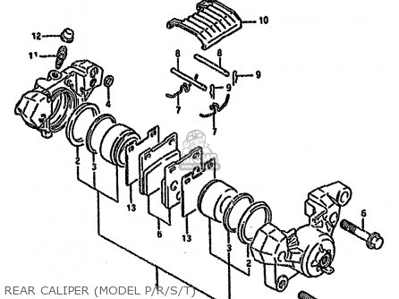 REAR CALIPER (MODEL P/R/S/T) - GSX600FU2 1990 (L) GERMANY (E22)