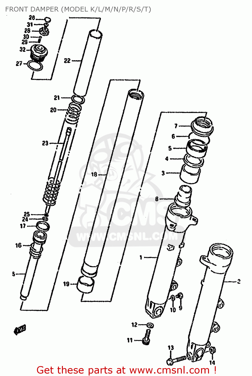 FRONT DAMPER (MODEL K/L/M/N/P/R/S/T) GSX600FU2 1993 (P) GERMANY (E22)
