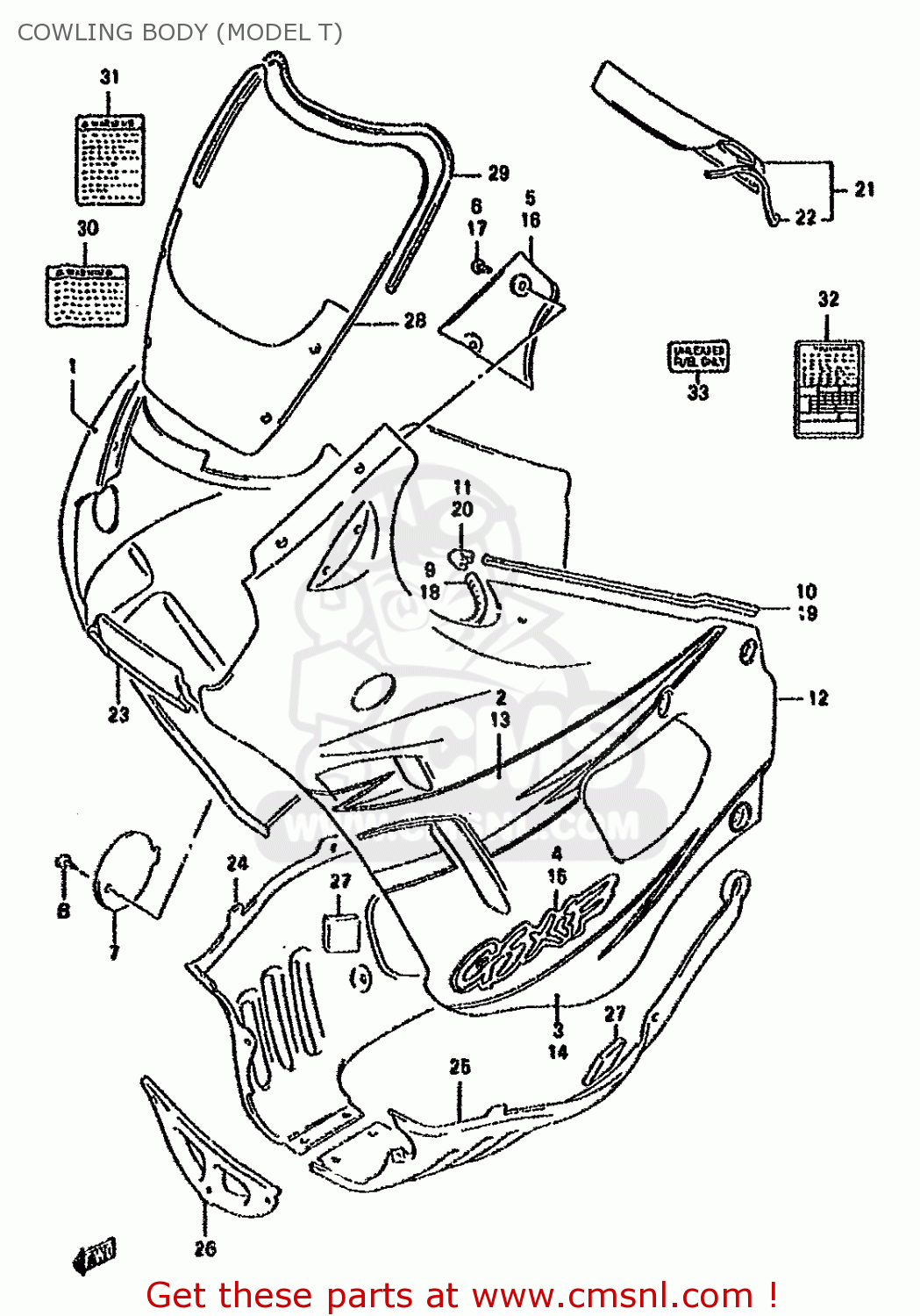 COWLING BODY (MODEL T) GSX600FU2 1994 (R) GERMANY (E22)