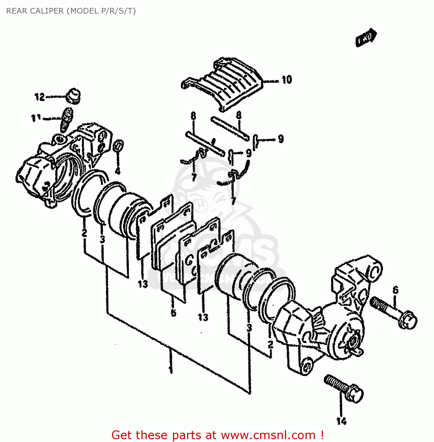 REAR CALIPER (MODEL P/R/S/T) GSX600FU2 1996 (T) GERMANY (E22)