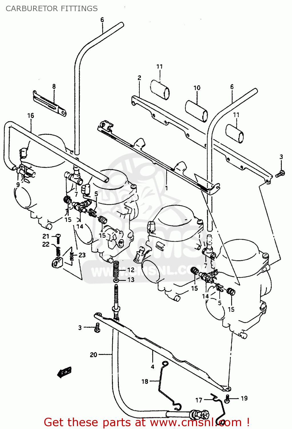 CARBURETOR FITTINGS GSX600FU2 1997 (V) GERMANY (E22)