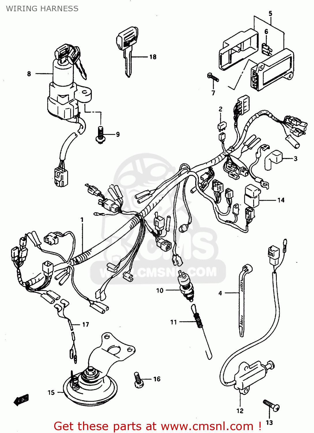 WIRING HARNESS GSX600FU2 1997 (V) GERMANY (E22)
