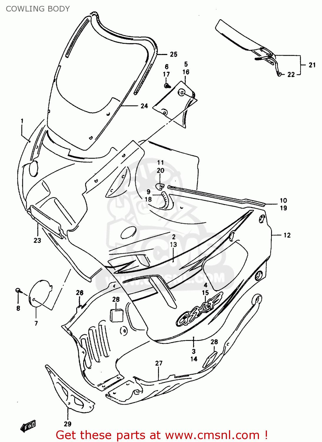 COWLING BODY GSX600FU2 1997 (V) GERMANY (E22)