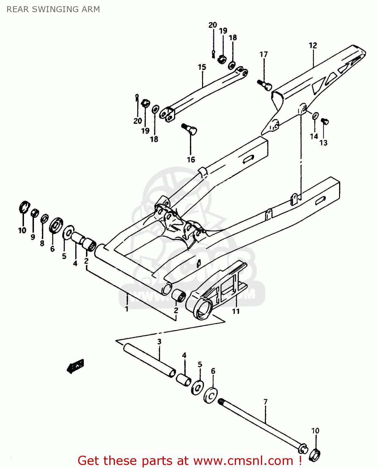 REAR SWINGING ARM GSX600FU2 1997 (V) GERMANY (E22)