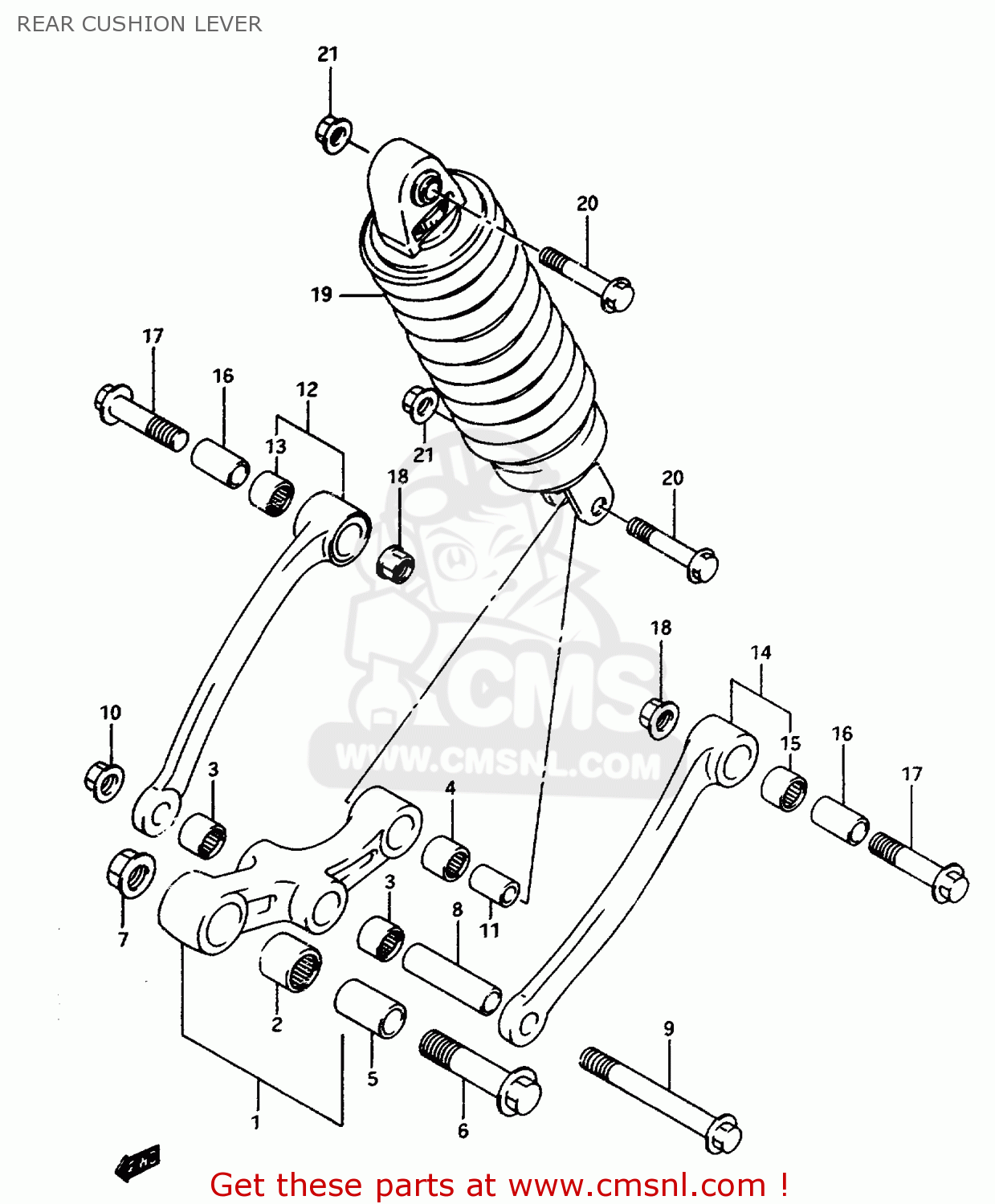 REAR CUSHION LEVER GSX600FU2 1997 (V) GERMANY (E22)