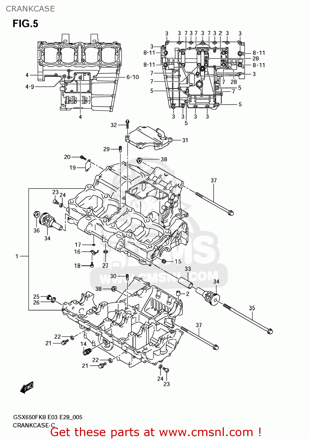 CRANKCASE GSX650F 2008 (K8) USA (E03)