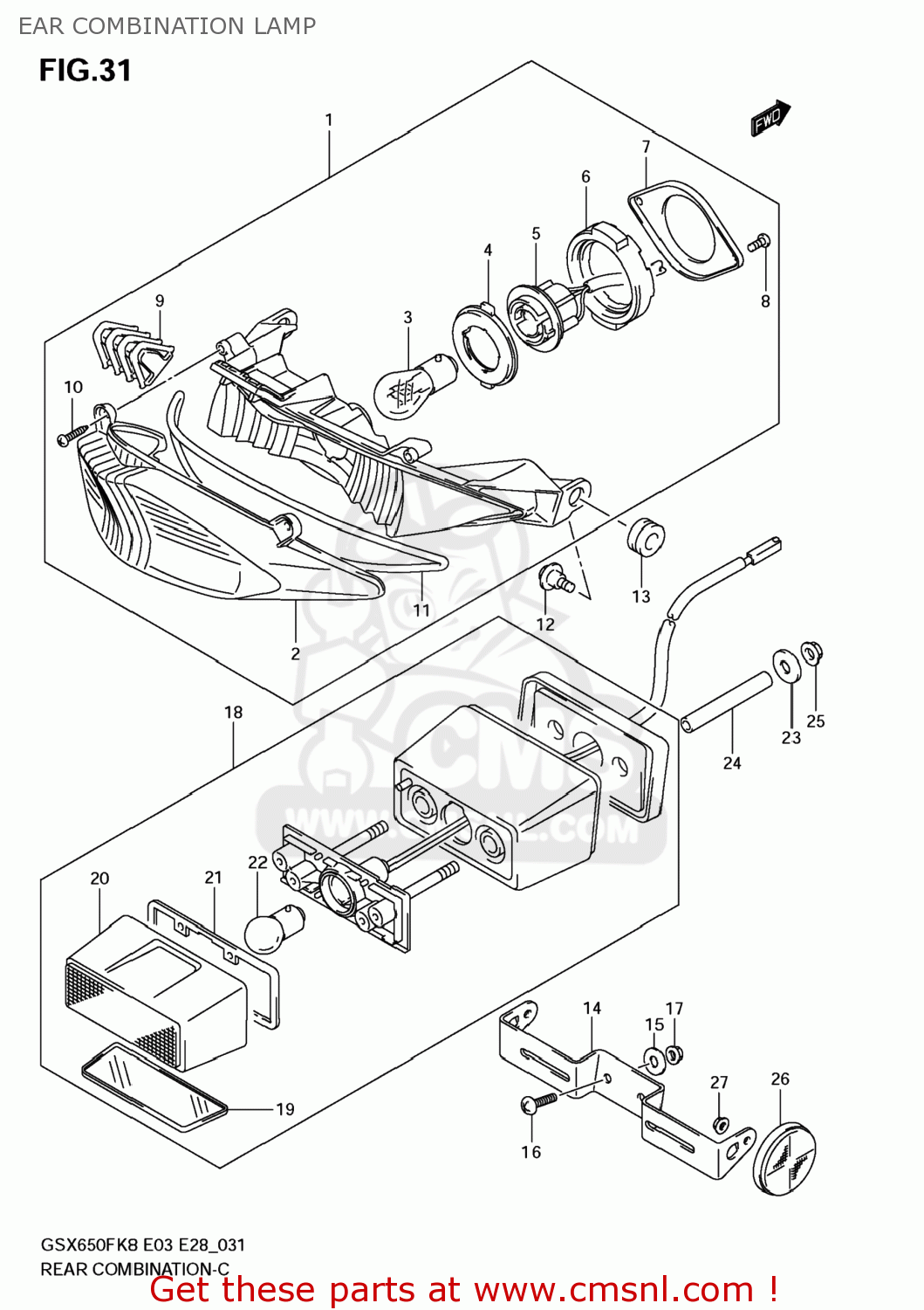EAR COMBINATION LAMP GSX650F 2008 (K8) USA (E03)