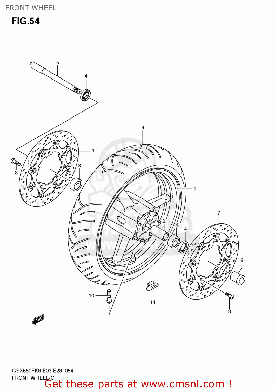 FRONT WHEEL GSX650F 2008 (K8) USA (E03)