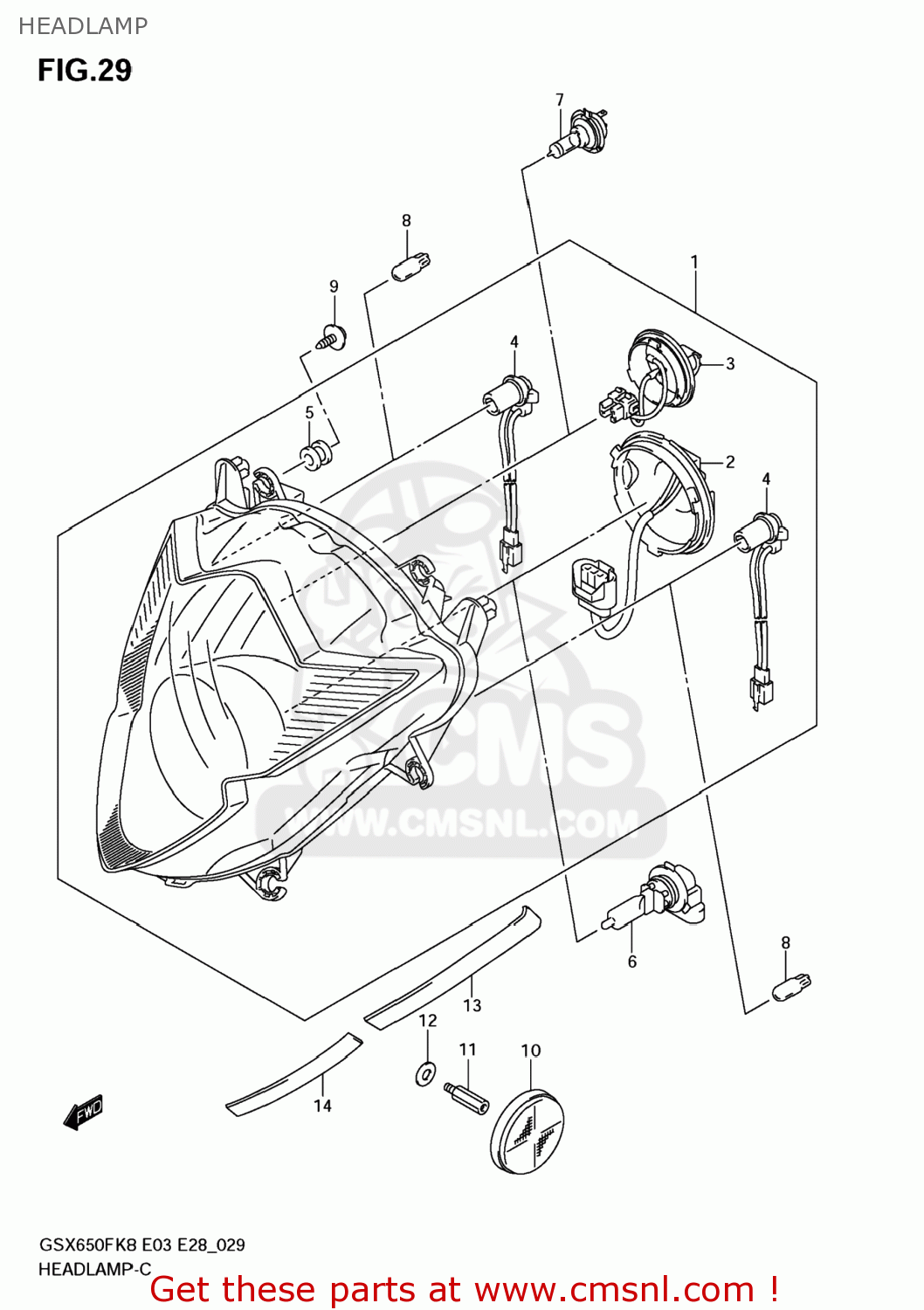 HEADLAMP GSX650F 2008 (K8) USA (E03)