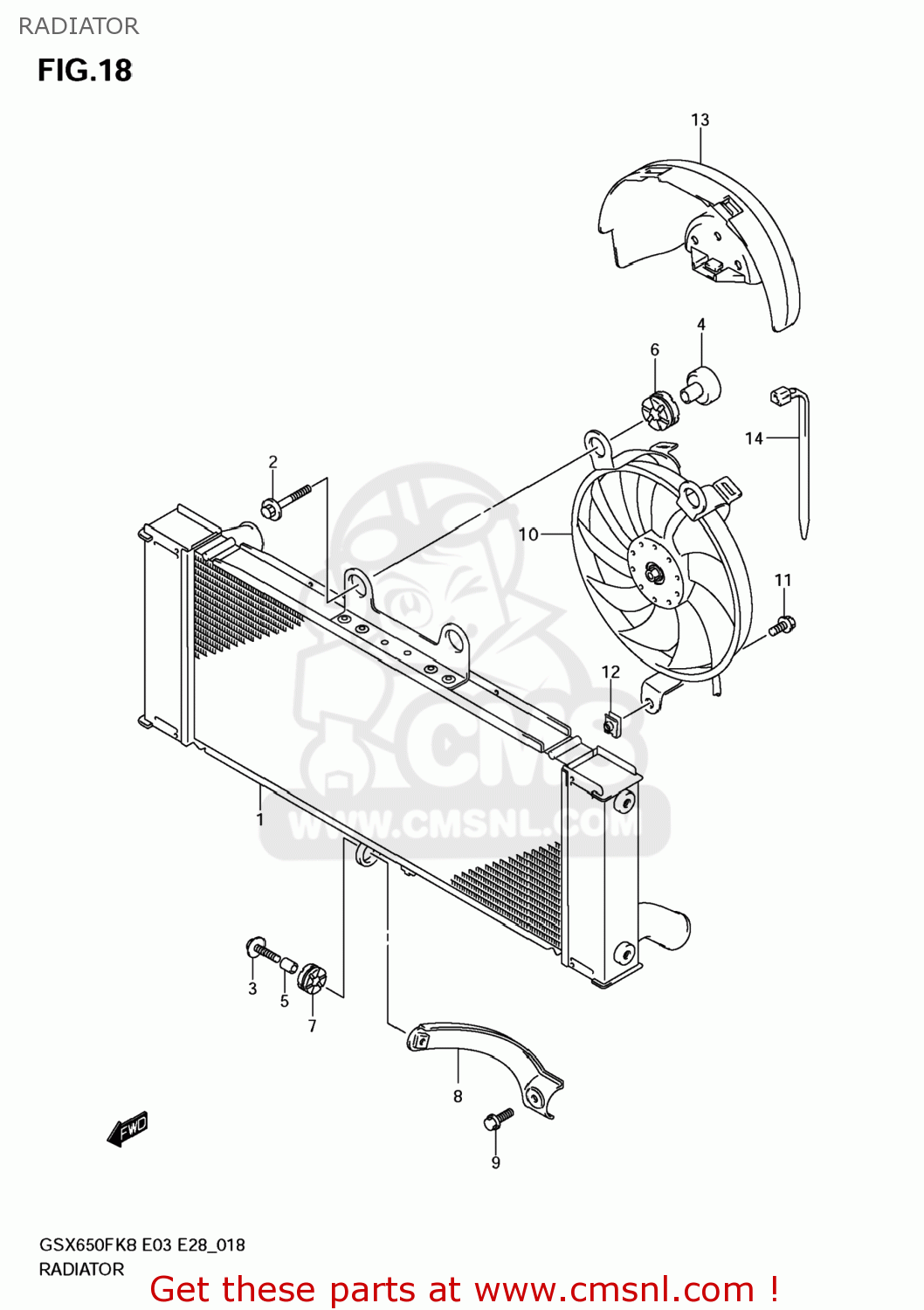 RADIATOR GSX650F 2008 (K8) USA (E03)