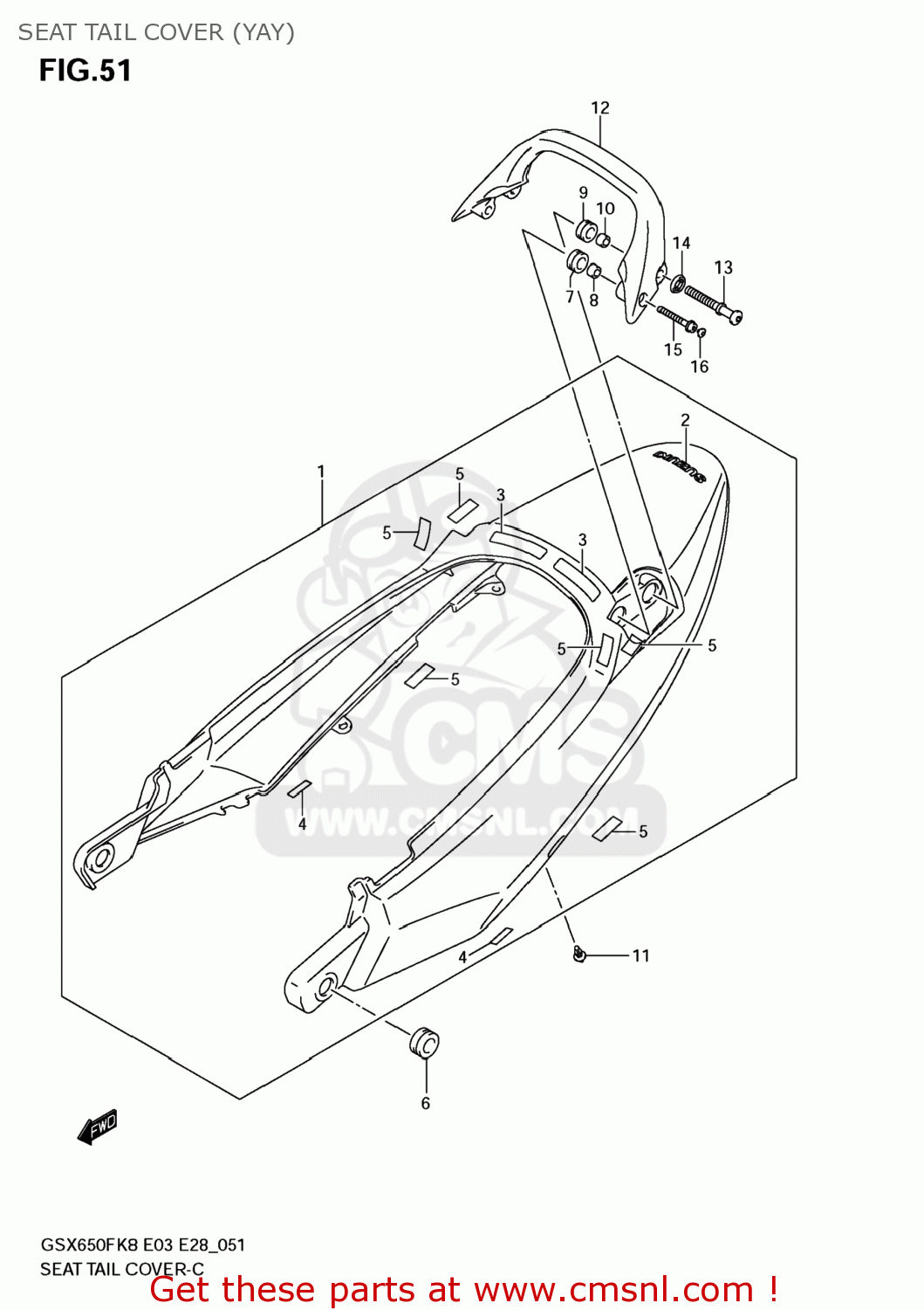 SEAT TAIL COVER (YAY) GSX650F 2008 (K8) USA (E03)