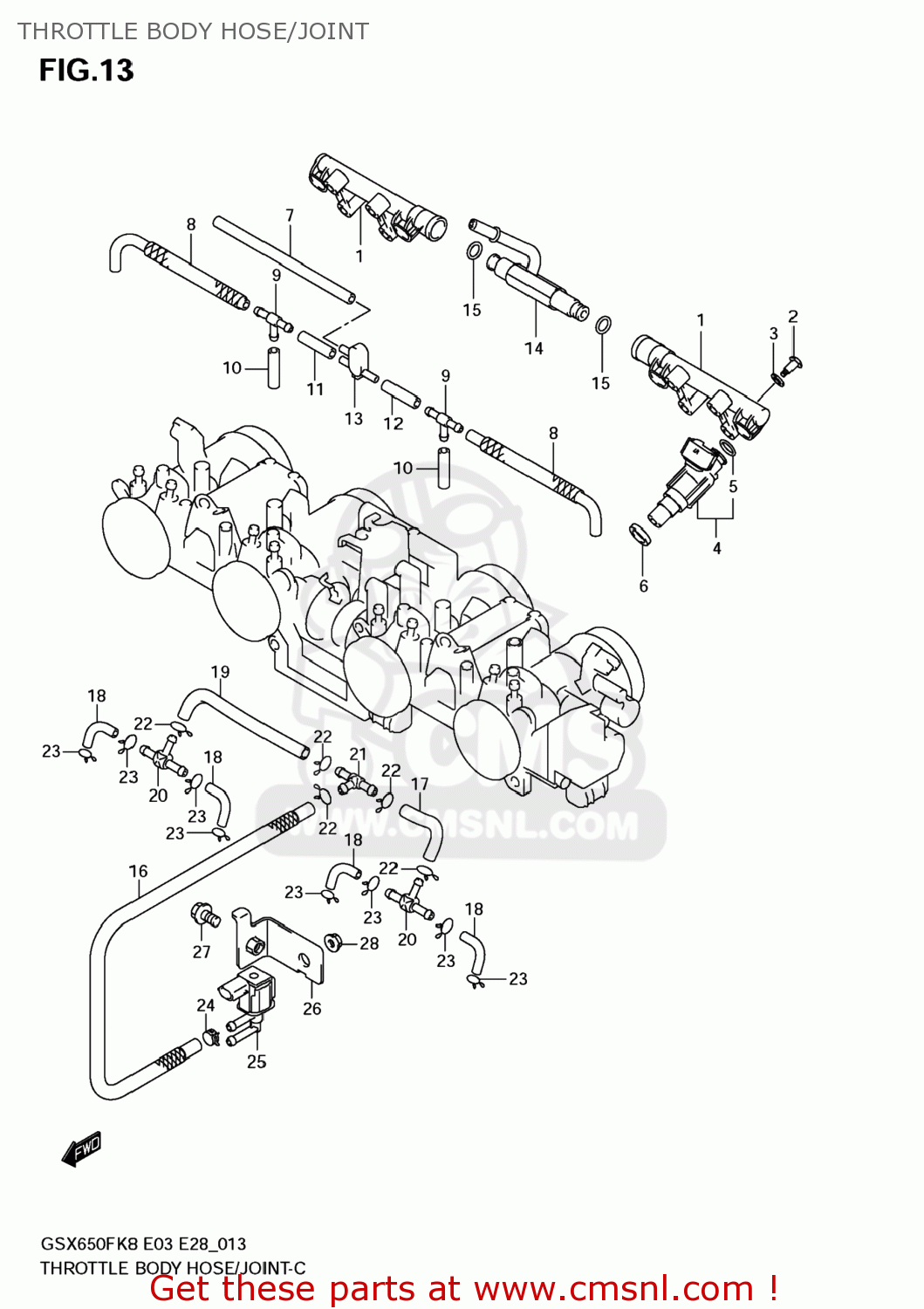 THROTTLE BODY HOSE/JOINT GSX650F 2008 (K8) USA (E03)