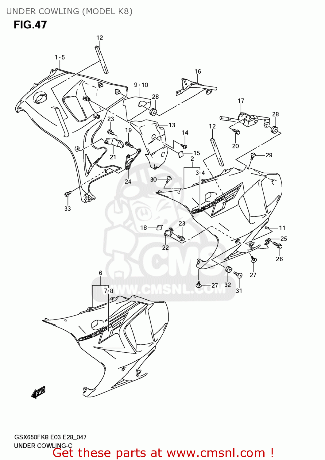 UNDER COWLING (MODEL K8) GSX650F 2008 (K8) USA (E03)