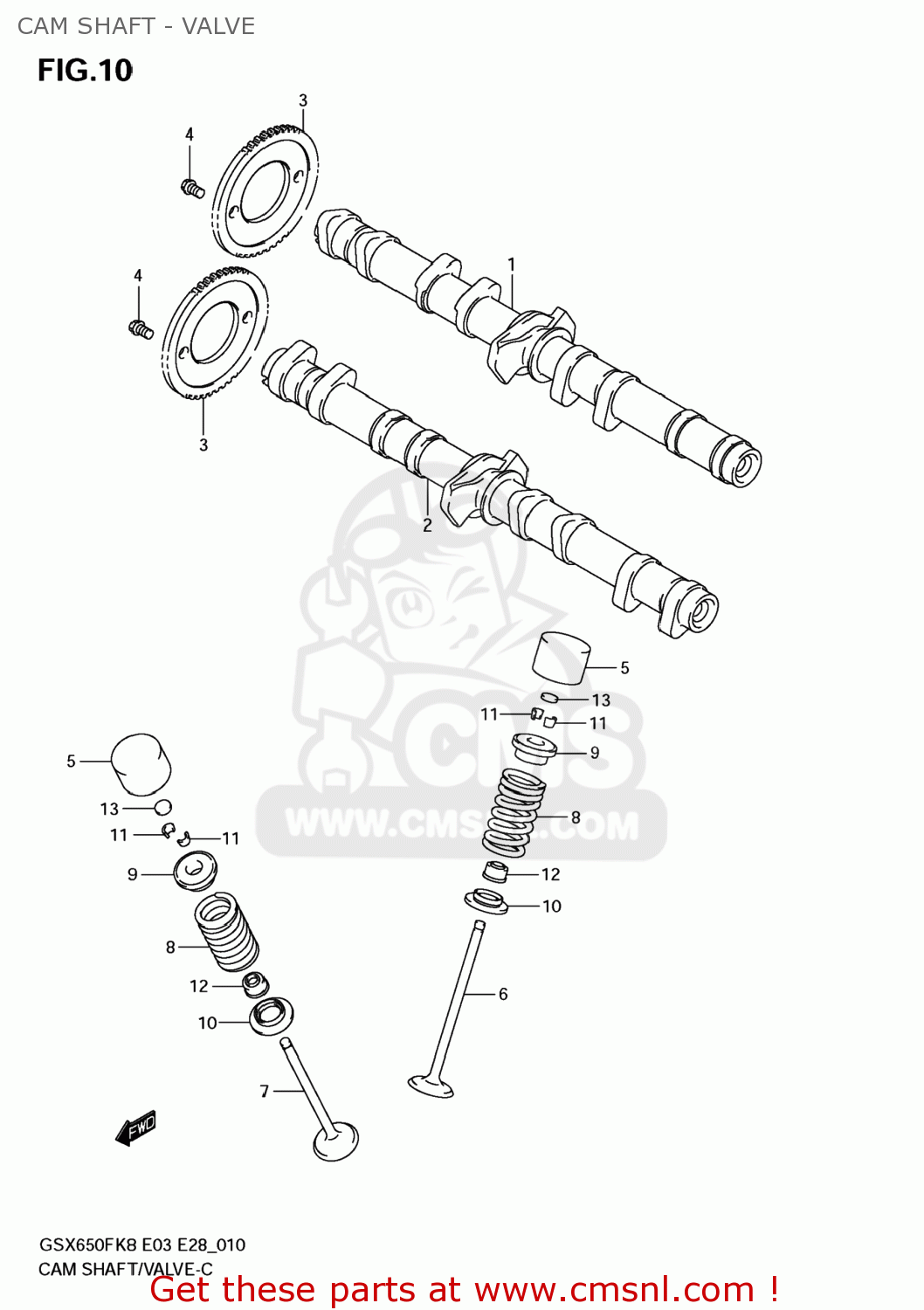 CAM SHAFT - VALVE GSX650F 2009 (K9) USA (E03)