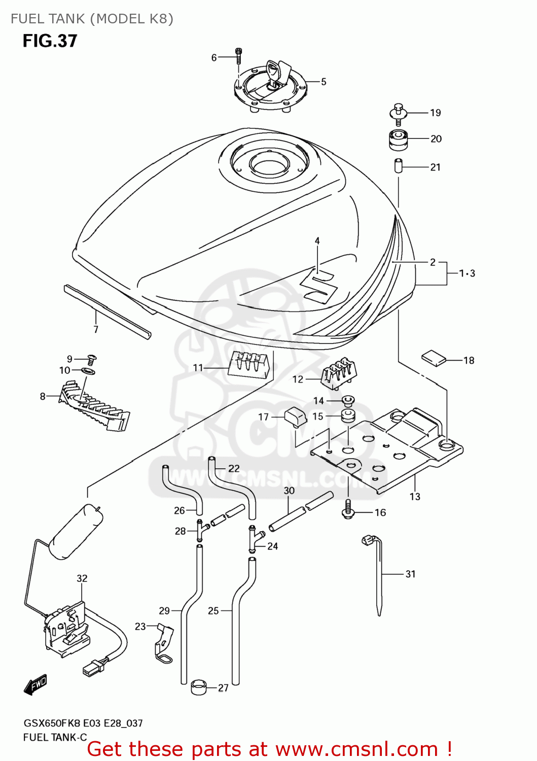 FUEL TANK (MODEL K8) GSX650F 2009 (K9) USA (E03)