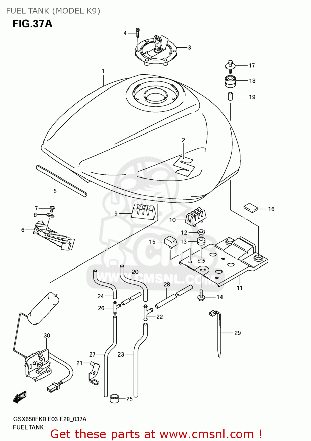 FUEL TANK (MODEL K9) GSX650F 2009 (K9) USA (E03)