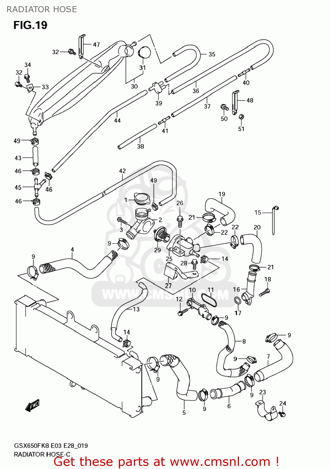 RADIATOR HOSE GSX650F 2009 (K9) USA (E03)