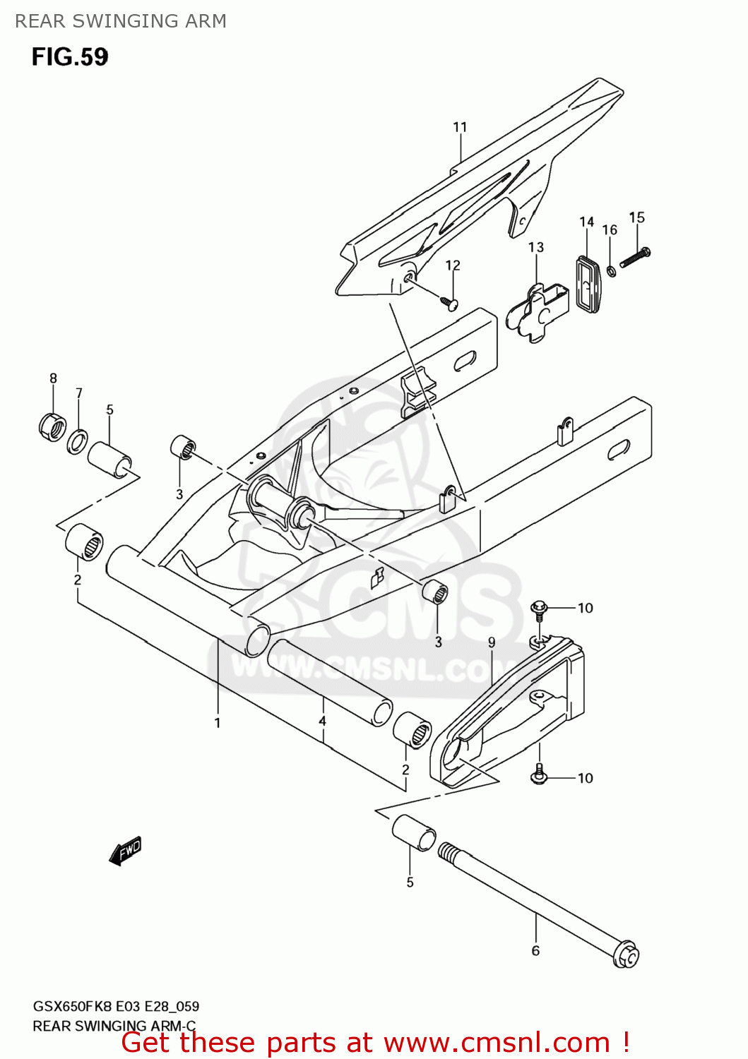 REAR SWINGING ARM GSX650F 2009 (K9) USA (E03)