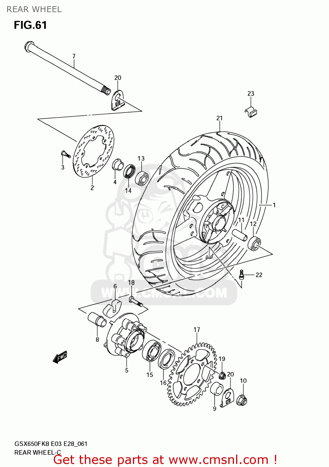 REAR WHEEL GSX650F 2009 (K9) USA (E03)