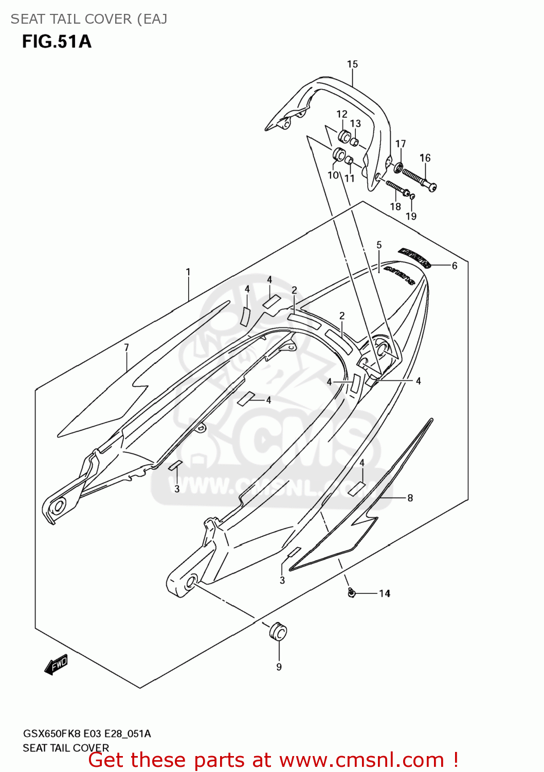 SEAT TAIL COVER (EAJ GSX650F 2009 (K9) USA (E03)