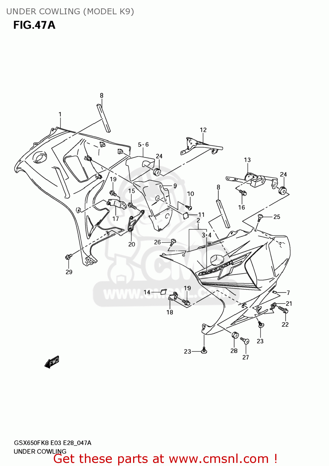 UNDER COWLING (MODEL K9) GSX650F 2009 (K9) USA (E03)
