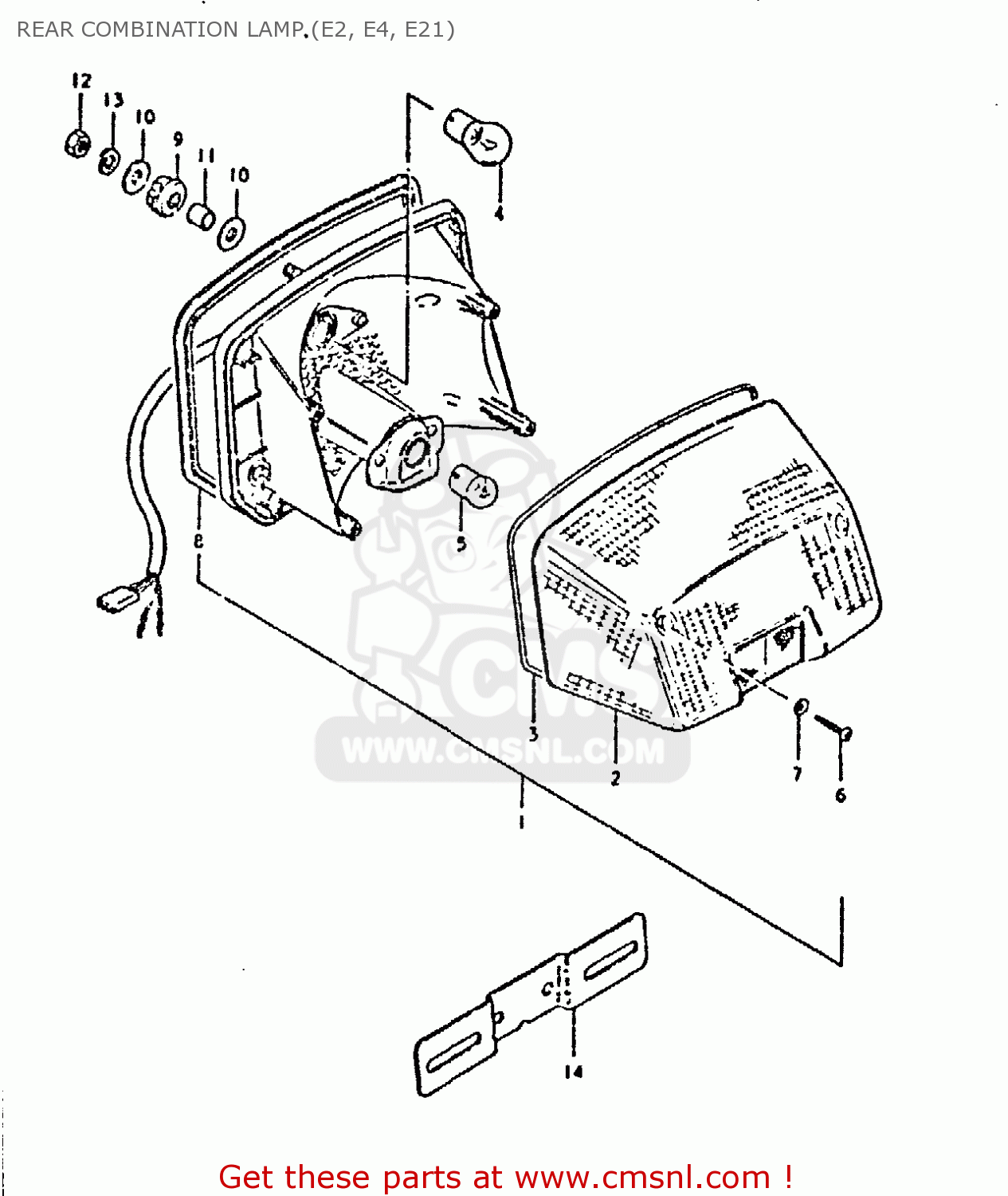 REAR COMBINATION LAMP (E2, E4, E21) GSX750 1980 (T) (E01 E02 E06 E22 E24)