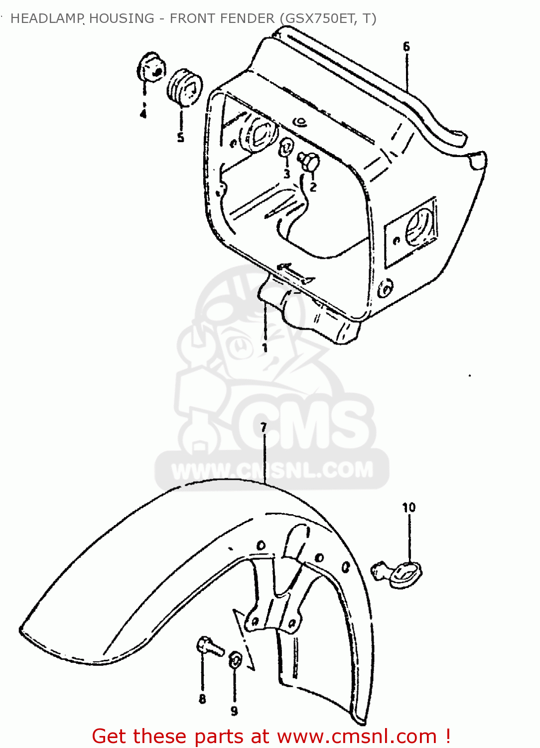 HEADLAMP HOUSING - FRONT FENDER (GSX750ET, T) GSX750 1980 (T) (E01 E02 E06 E22 E24)