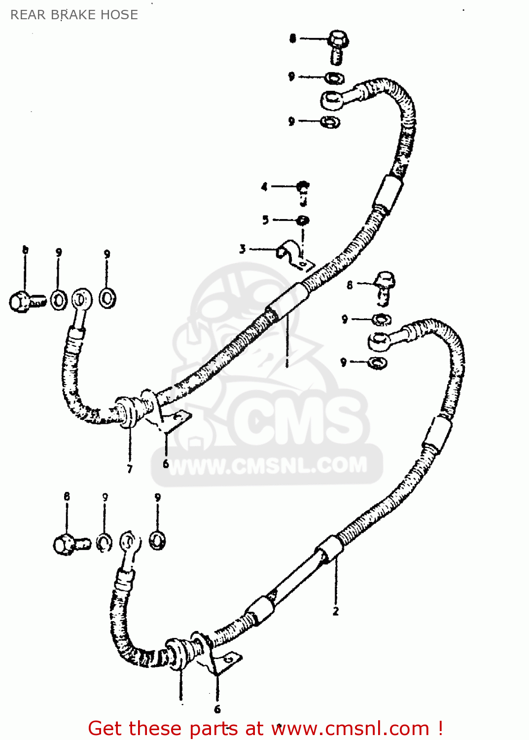 REAR BRAKE HOSE GSX750 1980 (T) (E01 E02 E06 E22 E24)
