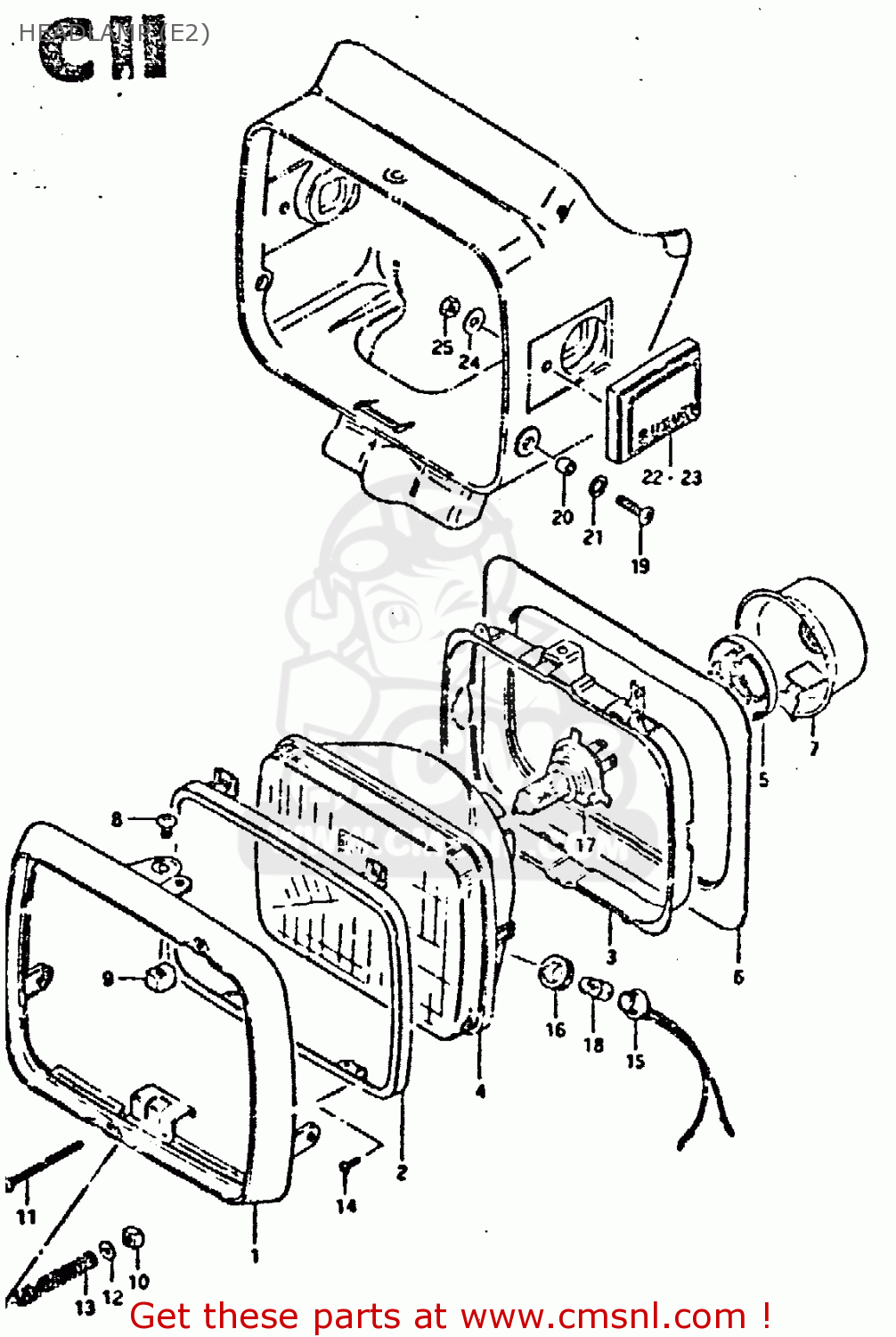 HEADLAMP (E2) GSX750 1981 (X) (E01 E02 E06 E22 E24)