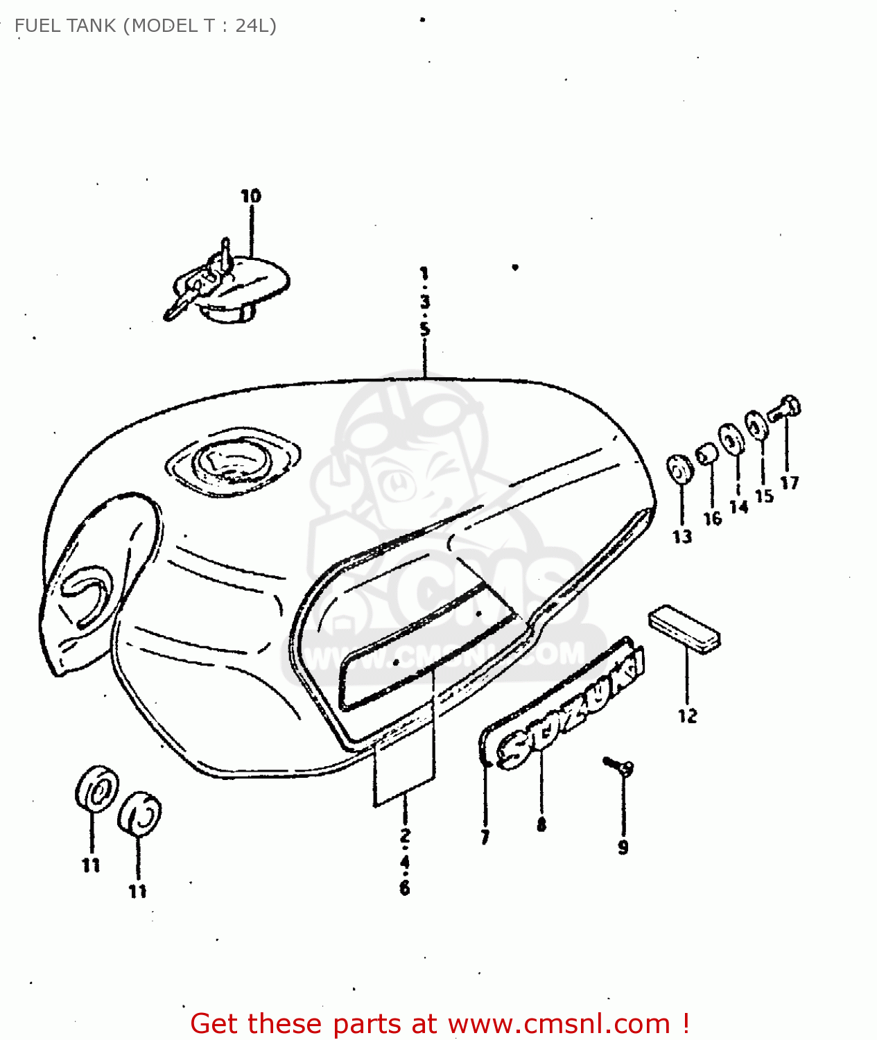 FUEL TANK (MODEL T : 24L) GSX750 1981 (X) (E01 E02 E06 E22 E24)