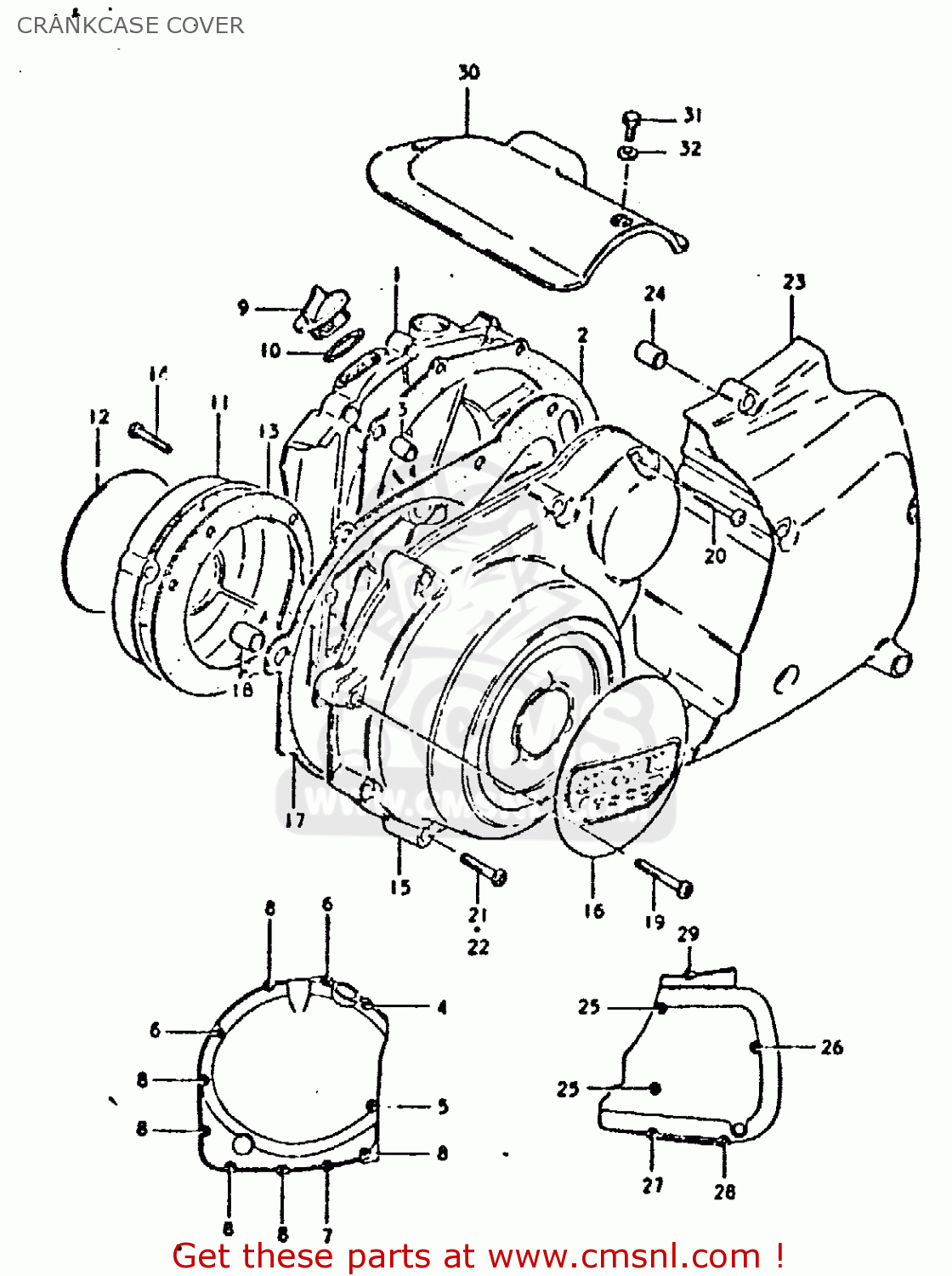 CRANKCASE COVER GSX750 1981 (X) (E01 E02 E06 E22 E24)