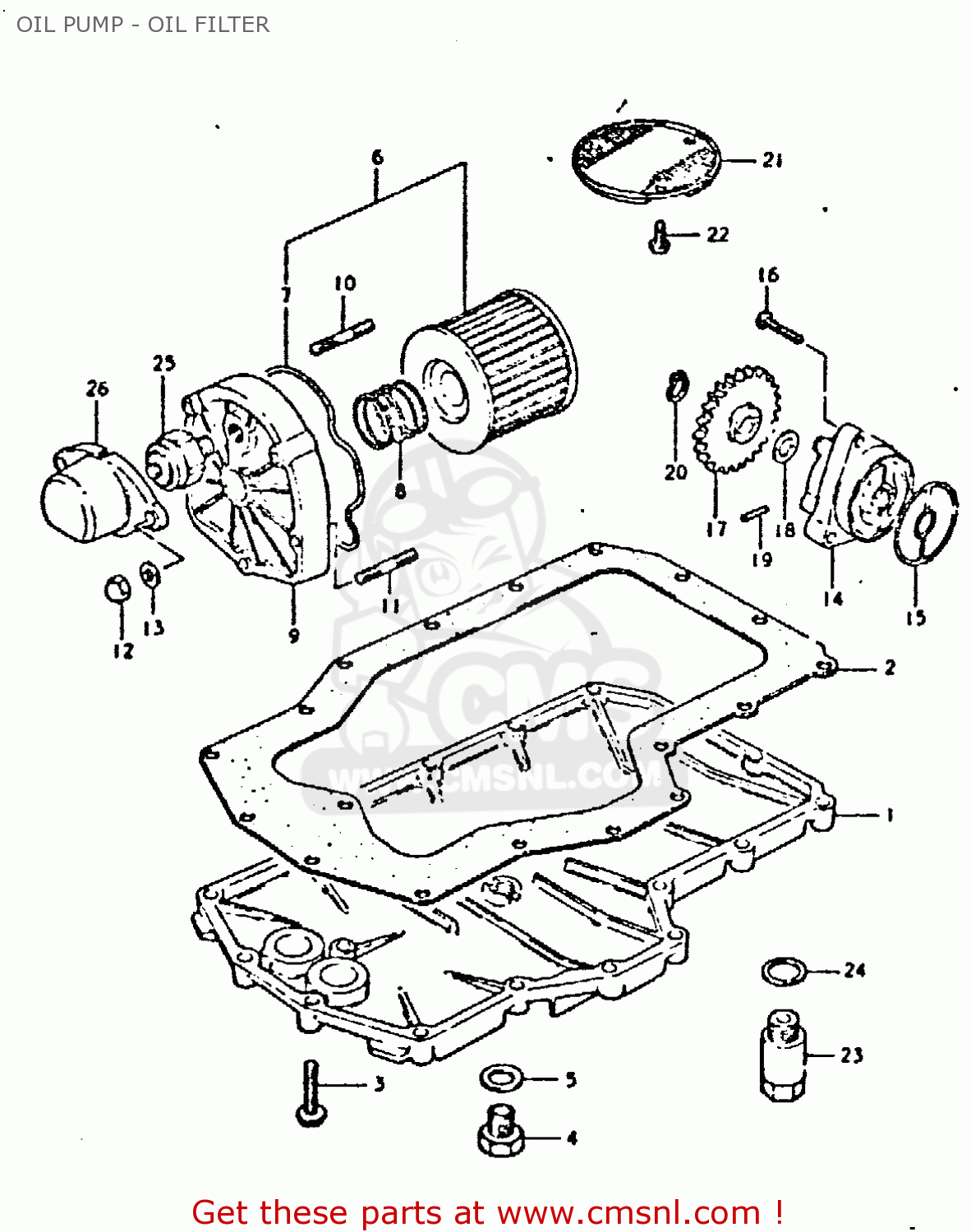 OIL PUMP - OIL FILTER GSX750 1981 (X) (E01 E02 E06 E22 E24)