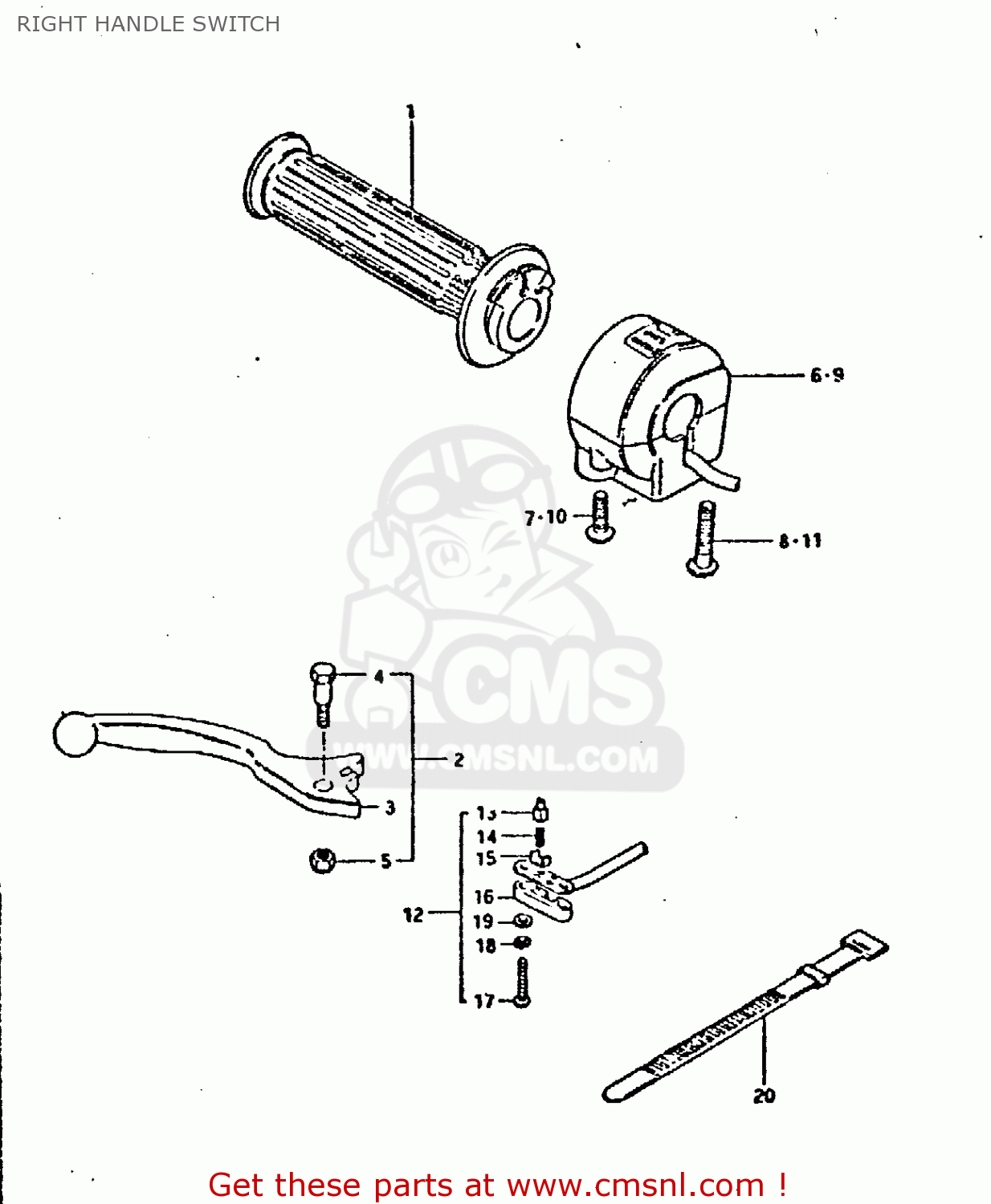 RIGHT HANDLE SWITCH GSX750 1981 (X) (E01 E02 E06 E22 E24)